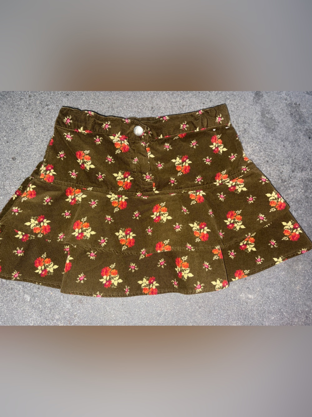 vintage 2004 Gymboree floral corduroy tiered skirt girl's sz 3 EUC LN